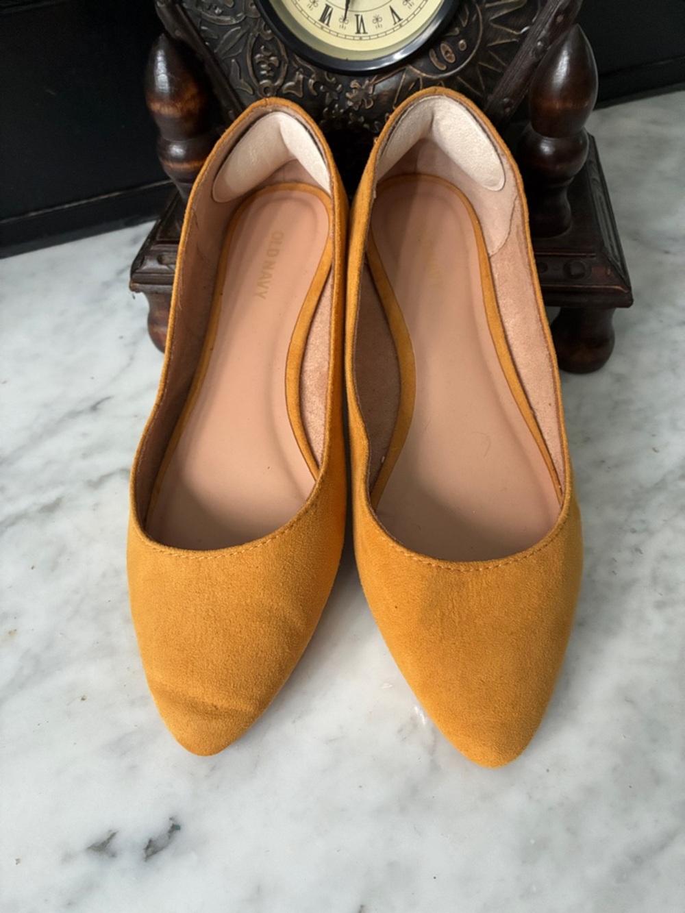 Old Navy Mustard Yellow Pointed-Toe Suede Flats